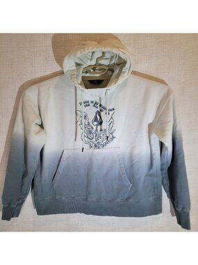 Volcom Hoodie Womens M Blue Mushroom Print Long Sleeve Pullover Streetwear